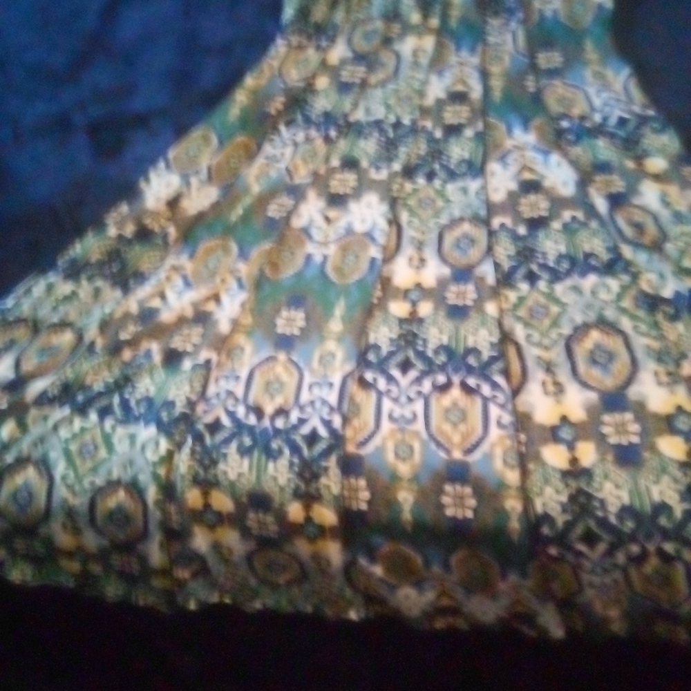 Elegant High Low Dress in Green and Blue